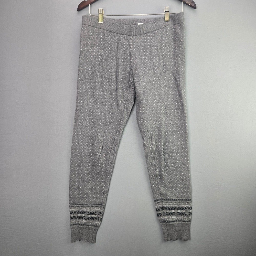 Tabitha Webb Pajama Pants Knit Joggers M Gray Fair Isle Polka Dot Sleepwear Cozy